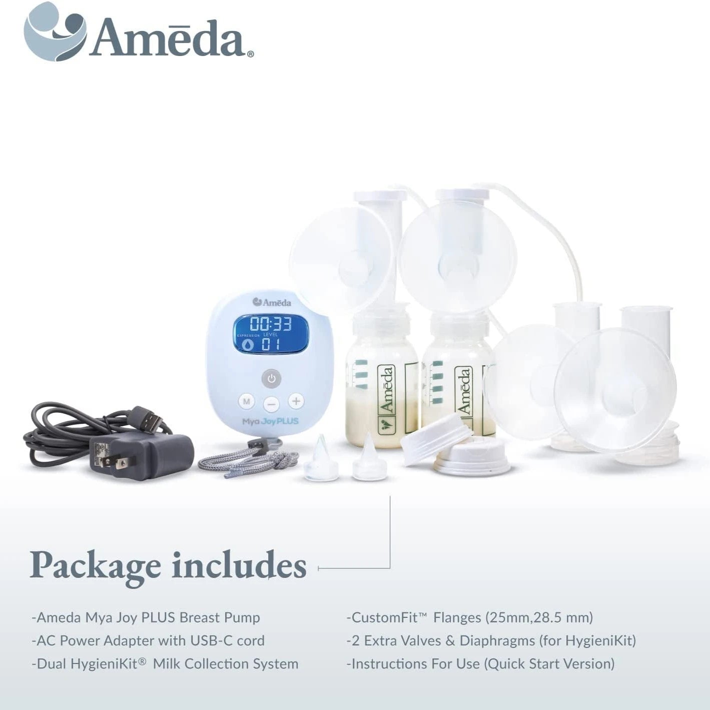 Ameda MYA Joy Plus Double Electric Rechargeable Breast Pump