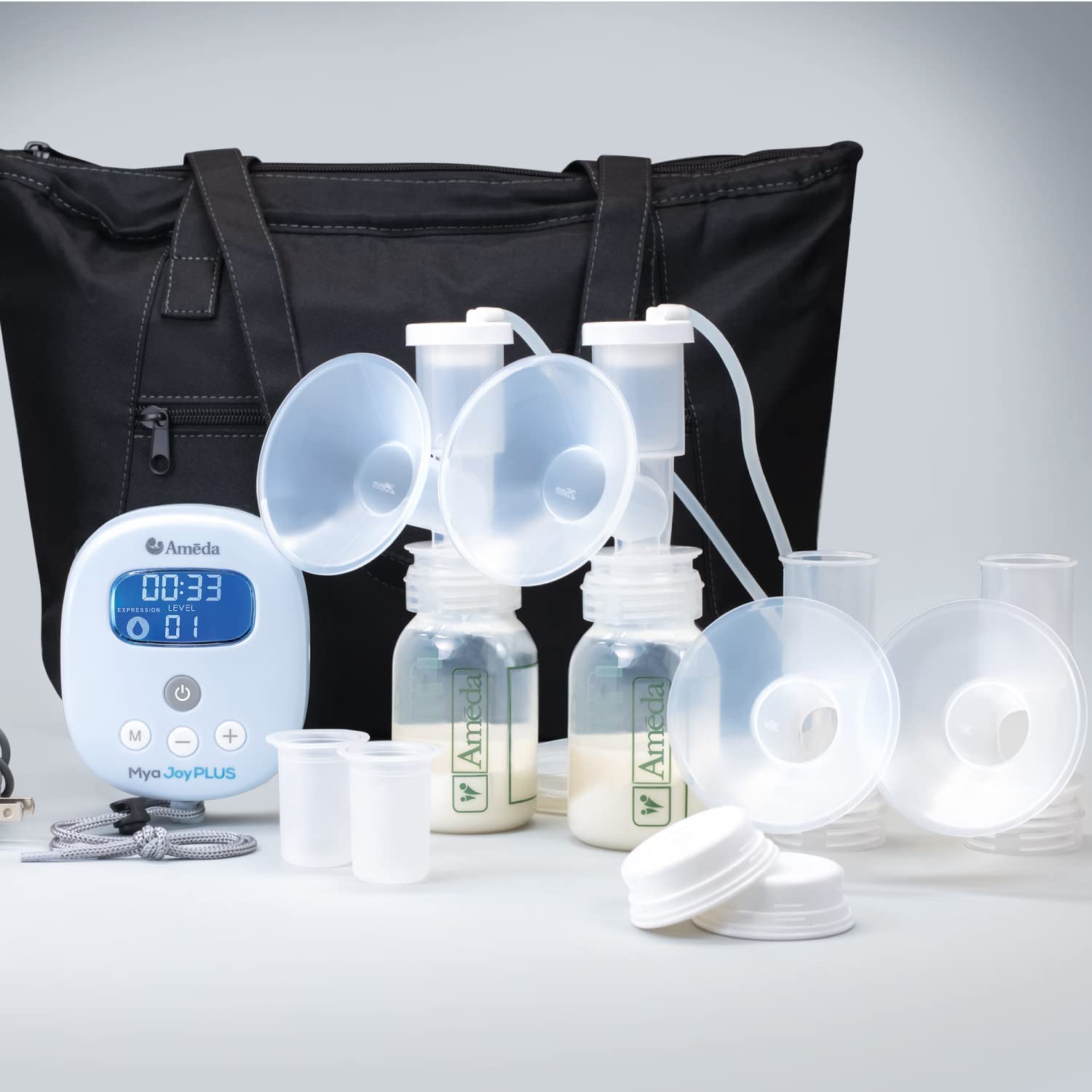 Ameda MYA Joy Plus Double Electric Rechargeable Breast Pump with Tote