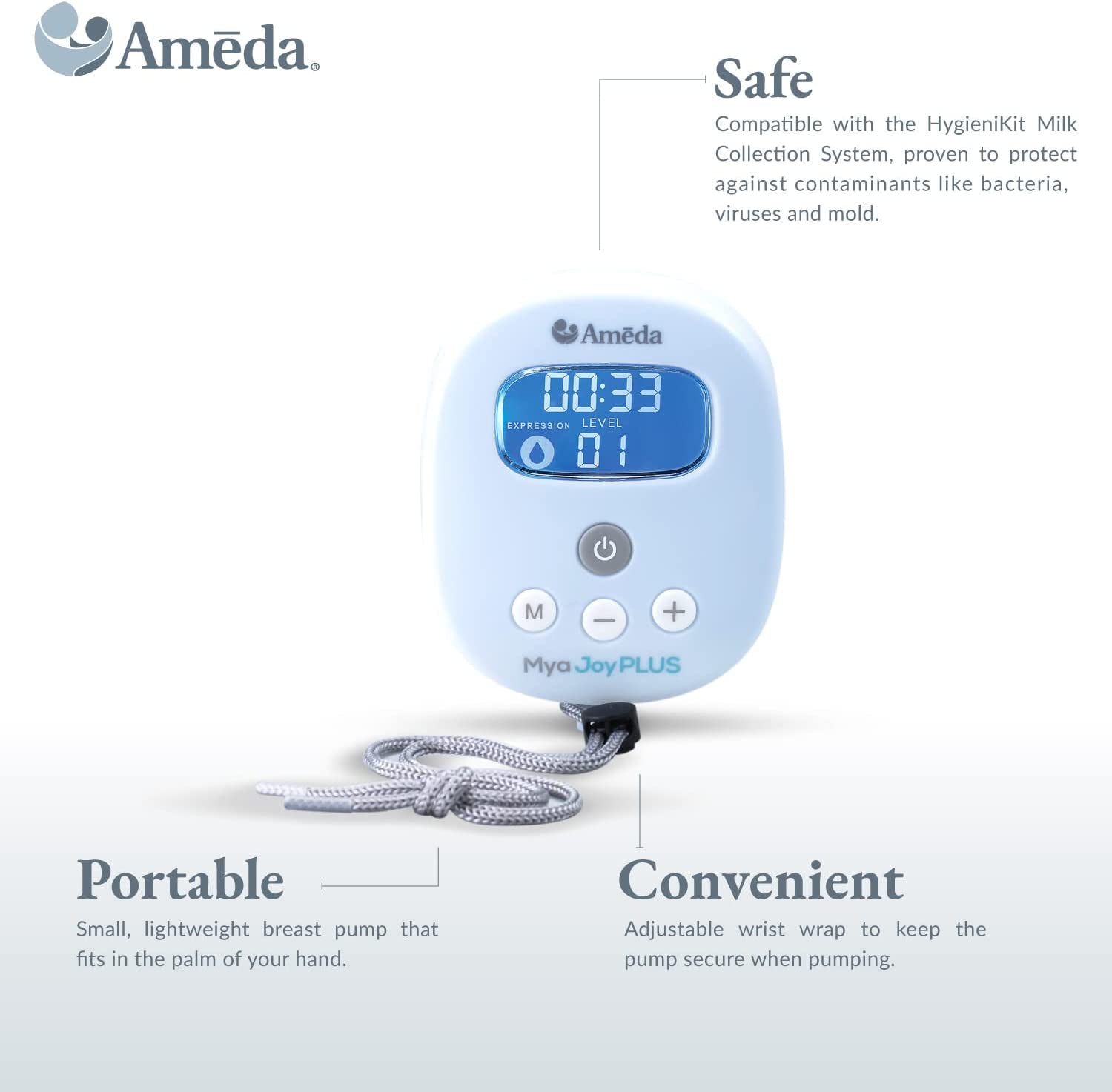 Ameda MYA Joy Plus Double Electric Rechargeable Breast Pump with Tote