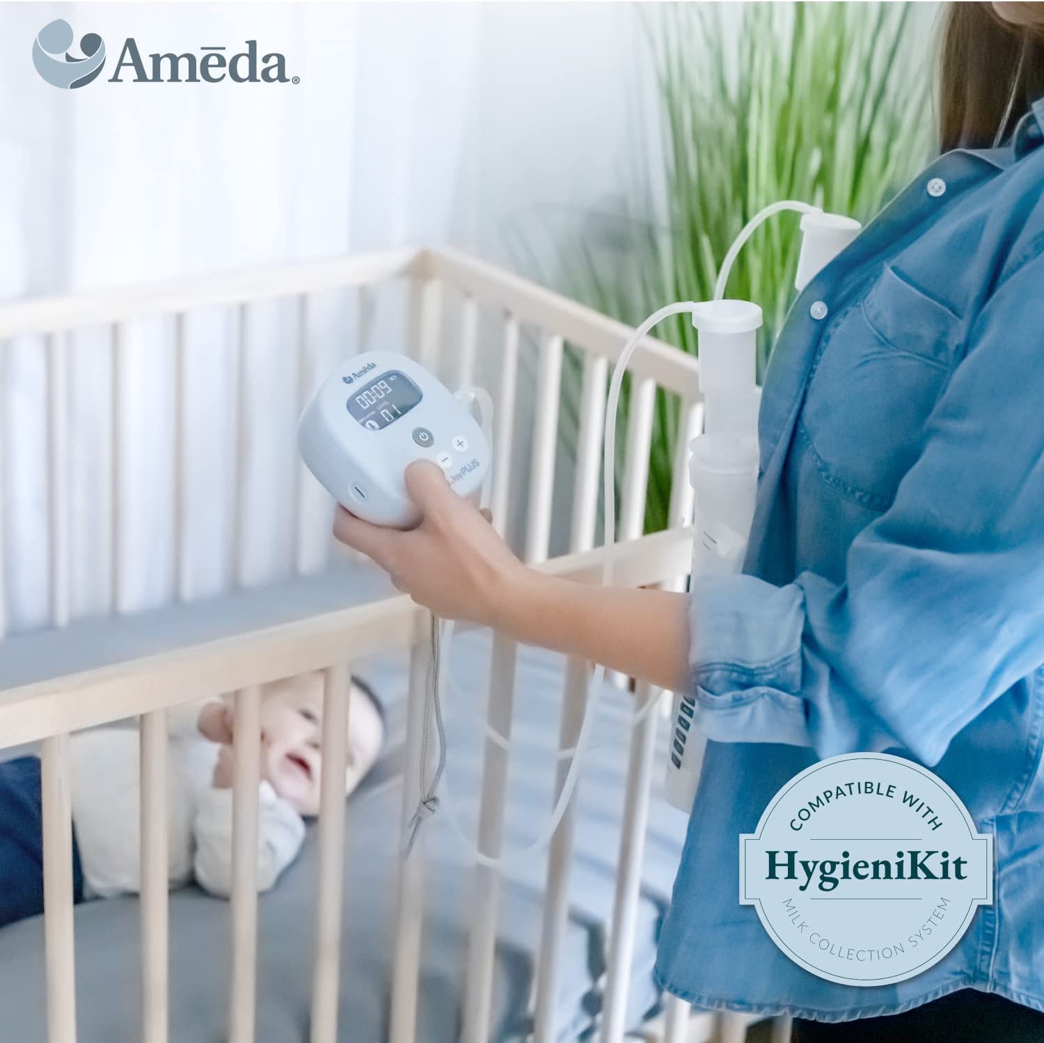Ameda MYA Joy Plus Double Electric Rechargeable Breast Pump with Tote